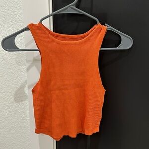 Ribbed orange crop top